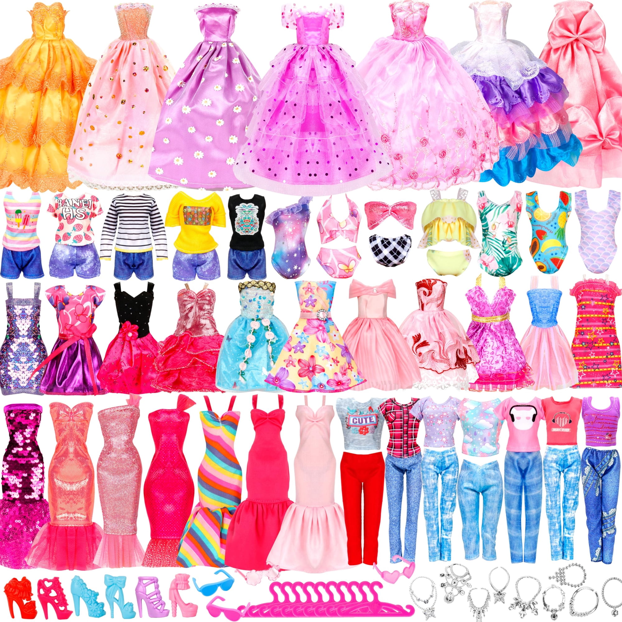 Kit De Ropa Y Accesorios Para Muñecas Bymore, 46 Unidades, Para 11 A 12 Muñecas