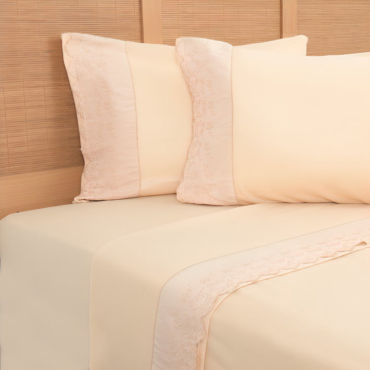 Juego De Sábanas Polar Lisa Broderie 2 Plazas / Arena – Mashini