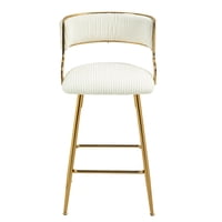 M&Ms - (Set Of 2) 26'' Counter Height Bar Stools Corduroy Kitchen Island Counter Bar Stool With Back,Golden Chromed Base And Footrest (Beige)