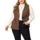 thumbnail image 1 of Agnes Orinda Chaquetas de Chaleco sin Mangas con Capucha para Mujer de Talla Grande con Cremallera, Botón y Cintura con Cordón 5X Marrón, 1 of 7