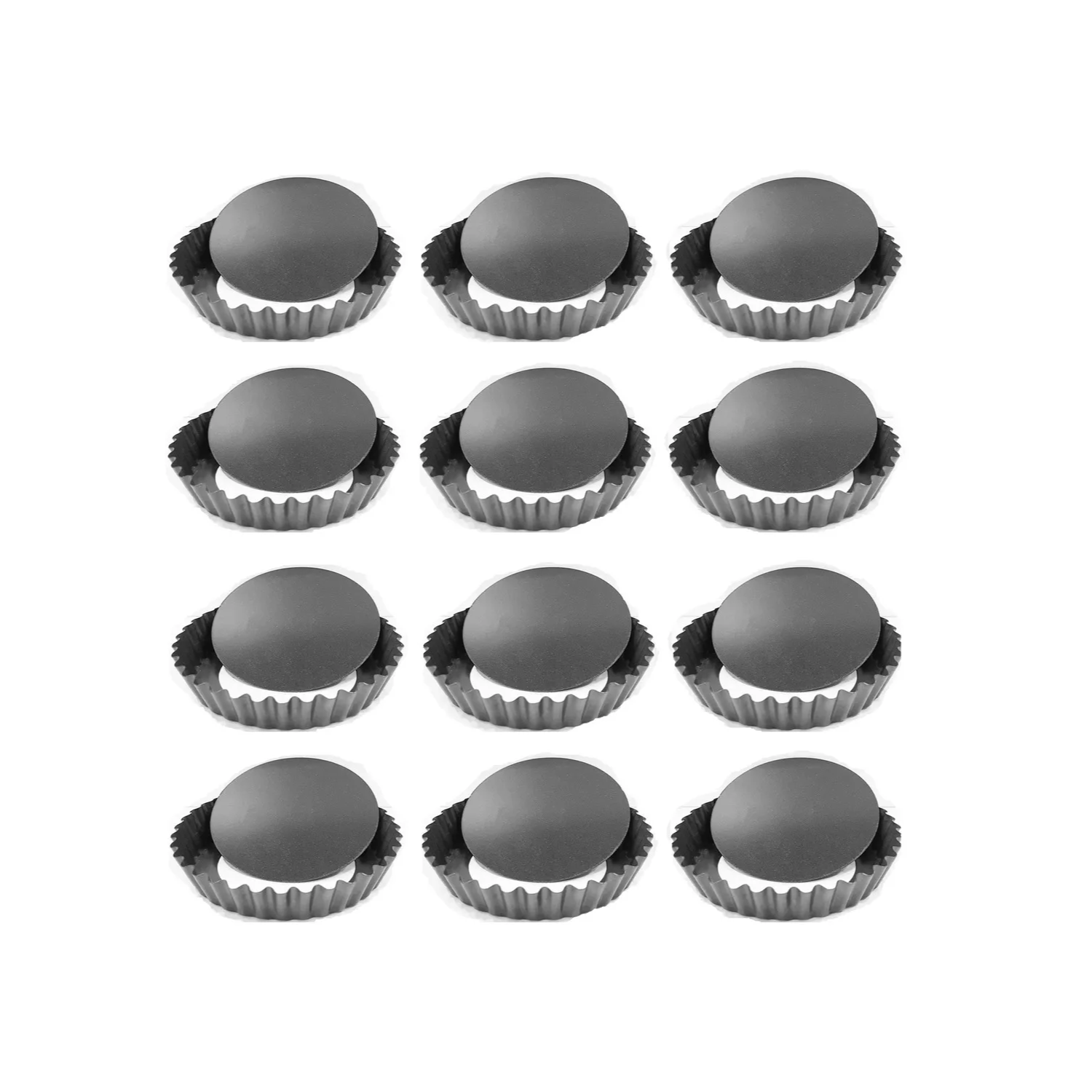Importclick - Pack 12 Moldes Desmontable Individual Repostería Antiadherente 10,5 Cm