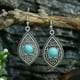 thumbnail image 5 of 1pair Boho Style Vintage Earrings with Turquoise - Ancient Silvery Design for Women and Girls, 5 of 5