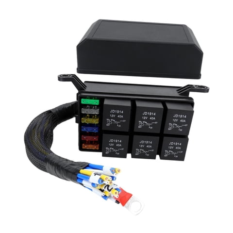 Magideal - Caja De Relé 12V Compacta Bloque De Fusibles De 6 Vías Con Relé Automotriz Panel De Conexiones Múltiple Diseño Resistente Adecuada Para Vehículos Lanc Estilo A