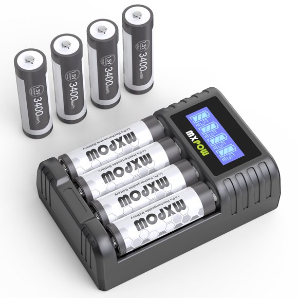 Baterías AA MXPOW 8x 3400mWh 1.5V Litio + Cargador