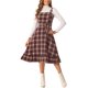thumbnail image 2 of Vestido de Cuadros INSPIRE CHIC para Mujeres con Volantes Sin Mangas Vintage con Cintura Ajustable Estilo Pichi en Línea A M Rojo Negro, 2 of 6