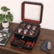 thumbnail image 3 of Caja de relojes ROTHWELL de 6 compartimentos en cuero negro/rojo, 3 of 9