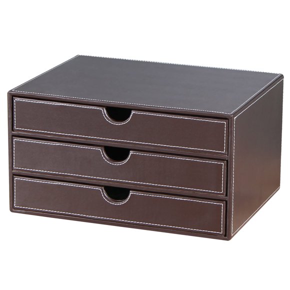 Organizador de escritorio RHCSZ 33 cm x 25 cm x 18 cm Cuero marrón