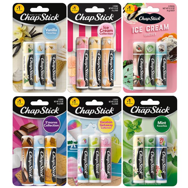 ChapStick Bálsamo Labial, Paquete Dulce, 18 Unidades – Favoritos de Vainilla y Menta, Colecciones de Helado, S’mores y Vacaciones, Regalos de Cumpleaños, Recuerdos de Fiesta, 4.25 g Cada Uno