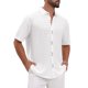 thumbnail image 4 of INSPIRE CHIC Camisa de Hombre de Manga Corta con Botones y Textura Sólida Casual de Punto XL Blanco, 4 of 6