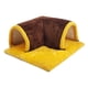 thumbnail image 4 of Túnel para animales pequeños, escondite de conejillo de indias, estera extraíble portátil para dormir y jugar, cama y túnel 2 en 1, nido para mascotas Color café, 4 of 5