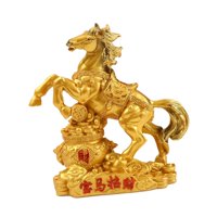 Magideal - Estatua De Caballo De Dinero, Figura De Riqueza De Feng Shui, Escultura De Animal De Resina, Adorno Decorativo Moderno, Resistente A La Decoloración, Oro