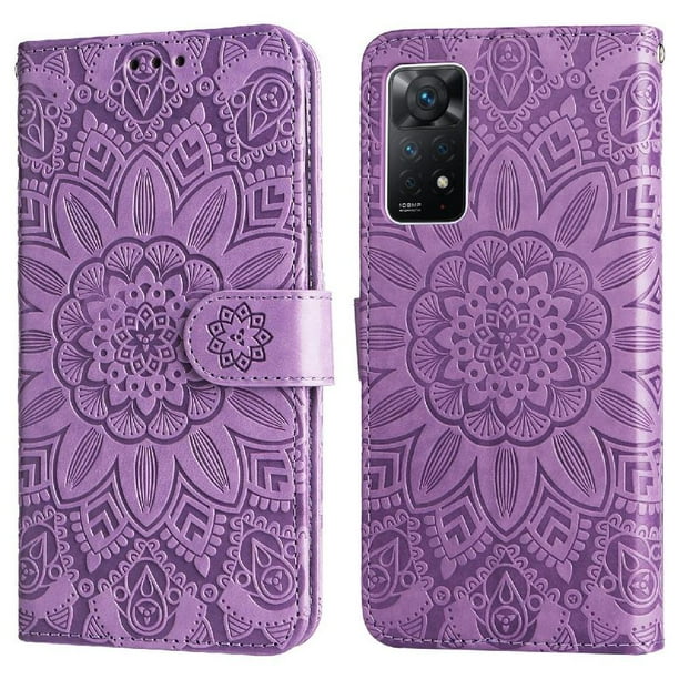 Funda tipo cartera FOXDOCK para Xiaomi Redmi Note 12 Pro 4G , diseño girasol en relieve, cuero PU, cierre magnético, soporte y tarjetero