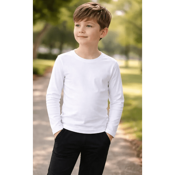 Pack 3 Camisetas Niño 100% Algodón Manga Larga Blanco - 12