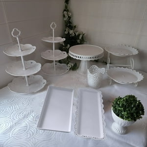 Ventitas Candy Bar - Set 9 Piezas Candy Bar (Porta Torta, Porta Cupcake, Bandeja, Canasto)