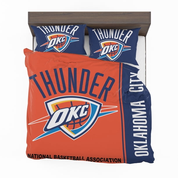 Oklahoma City Thunder NBA Basketball Quilt Duvet Cover Set Bedclothes Soft3-Piece Bedding Set (1 Duvet Cover + 2 Pillow Shams) Bed Sheets