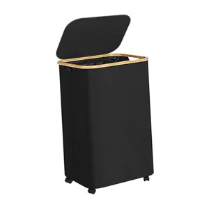 Magideal - Cesta De Lavandería Con Ruedas, Soporte Para Cesto De Almacenamiento, Cesto Para Toallas, Bolsa De Lavandería Decorativa, Cesto De Lavandería Plegable Negro