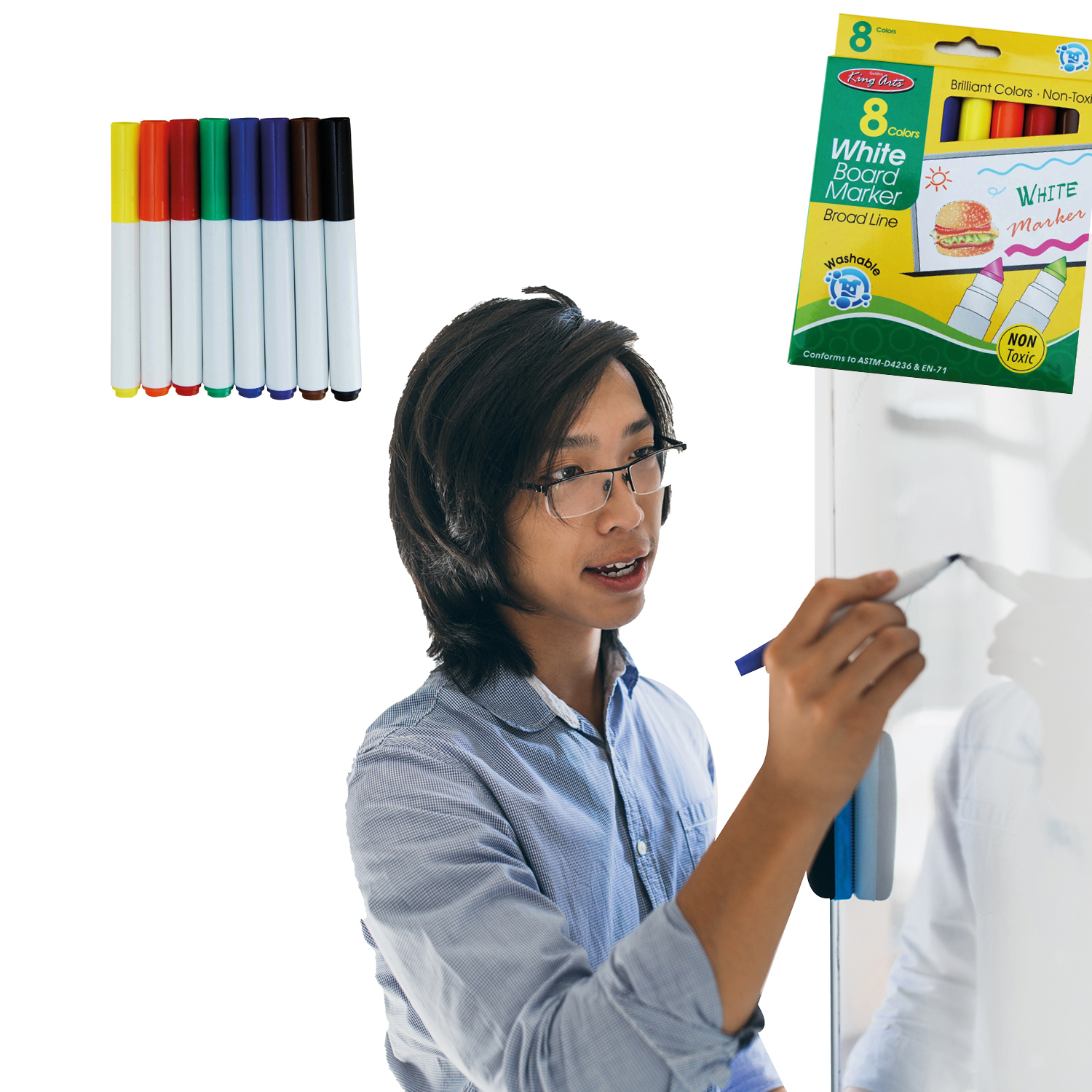 Seigard - 8 Marcadores Jumbo Para Pizarra Lavables