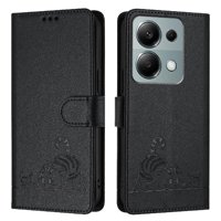 Funda Tipo Cartera Foxdock Para Xiaomi Poco M6 Pro 4G Con Soporte, Ranuras, Rfid, Diseño De Gato