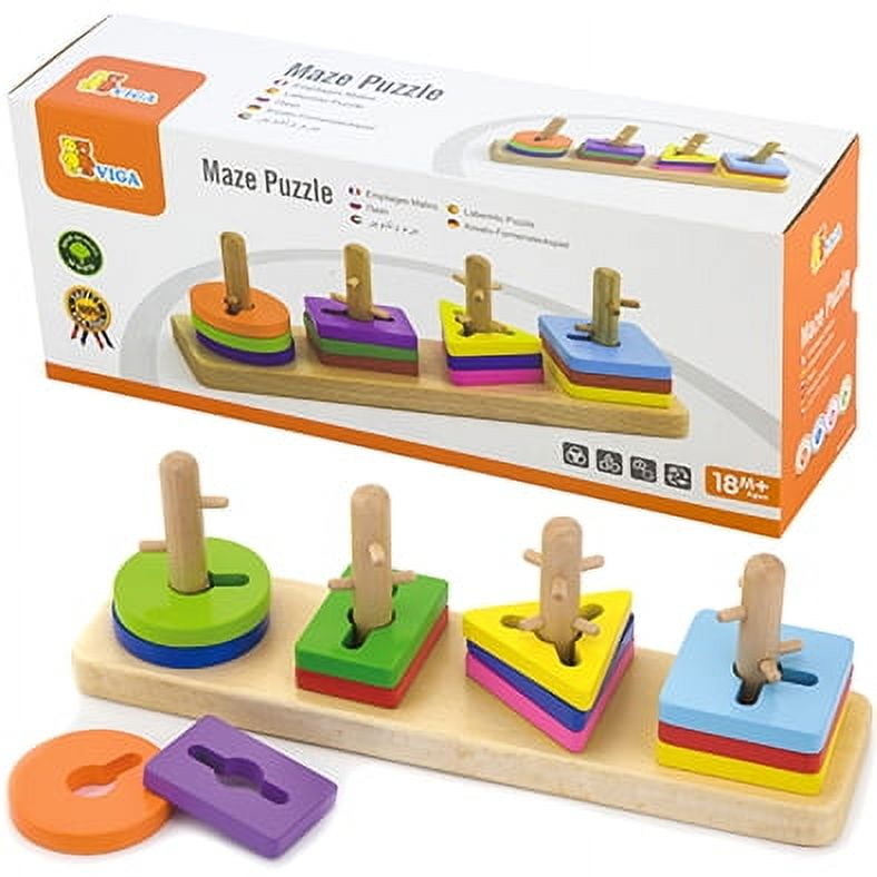 Viga - Juguete Madera Puzzle Encaje Con Obstaculos