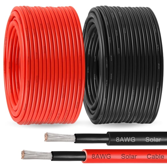Cable para panel solar MOOKEERF 8 AWG 150 pies de cobre estañado negro y rojo