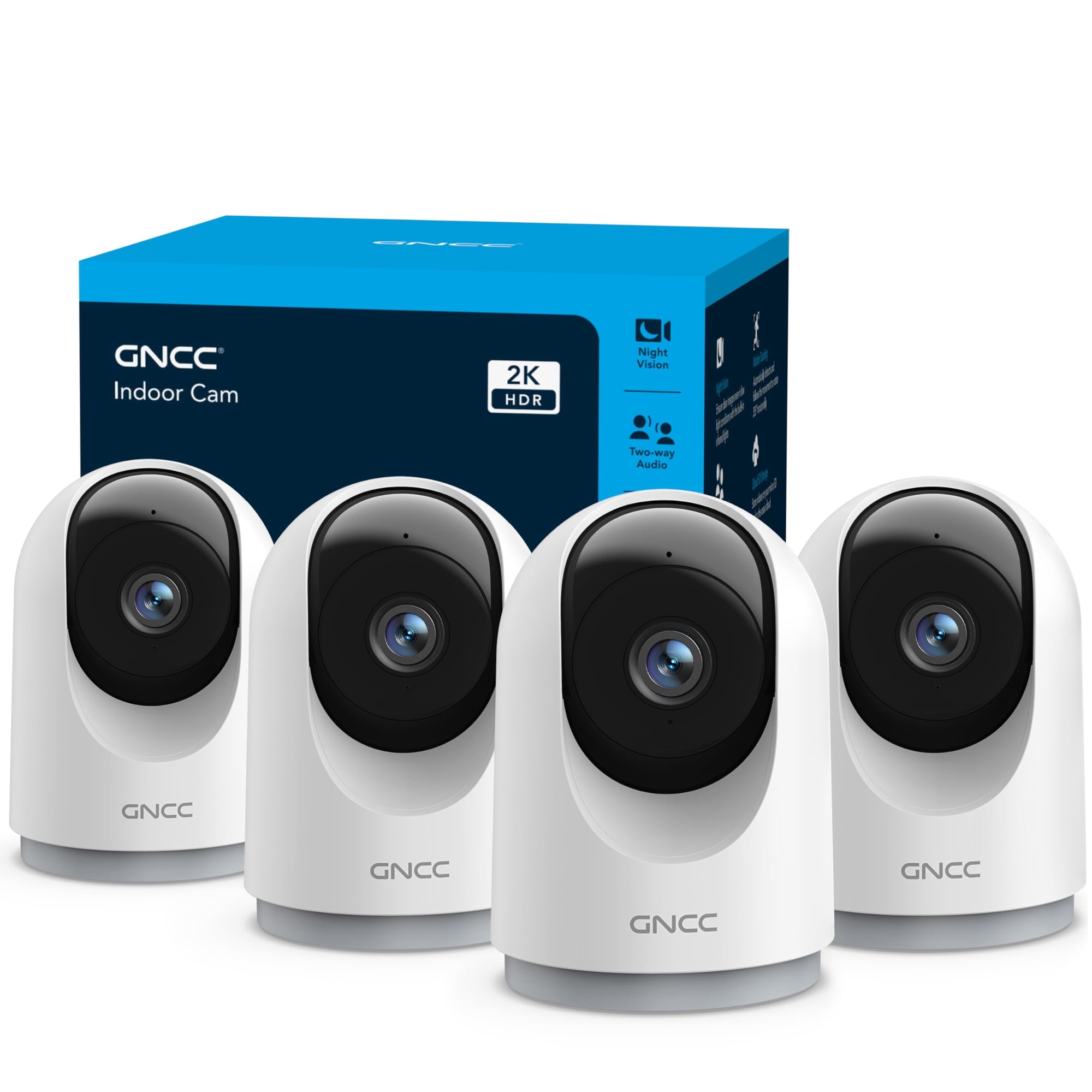 Cámara De Seguridad Gncc 2k De 4 Piezas Con Detección De Movimiento De 360° Alexa