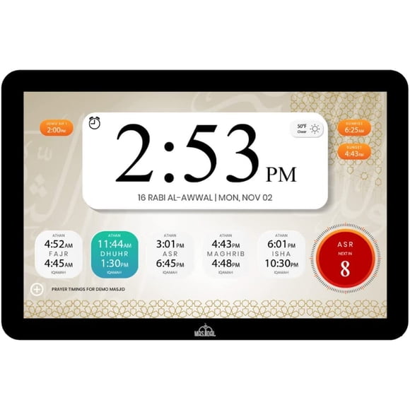 Reloj Athan Masjidal 8 digital con WiFi y Corán completo