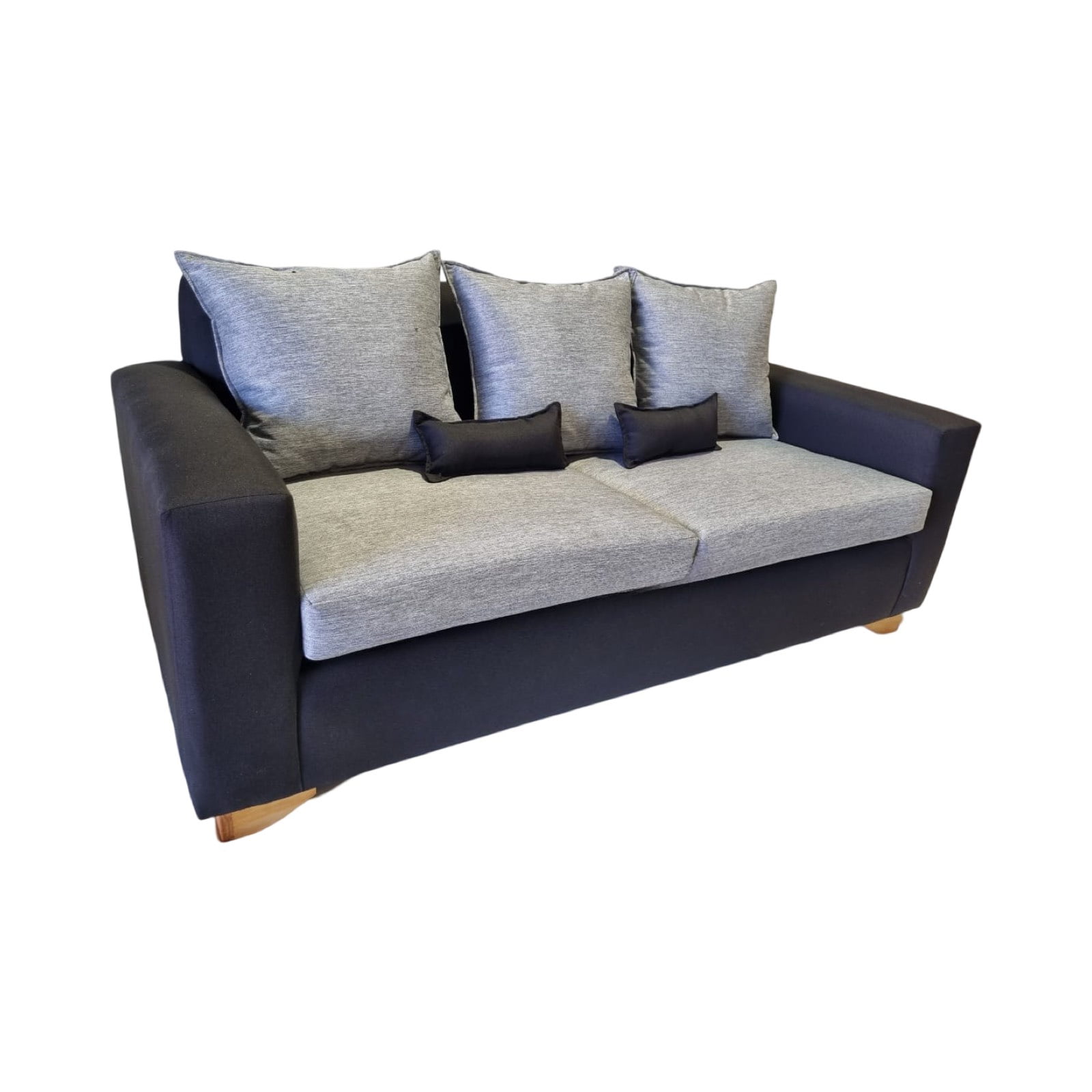 Muebles New - Sofa Tres Cuerpos Gris Lino