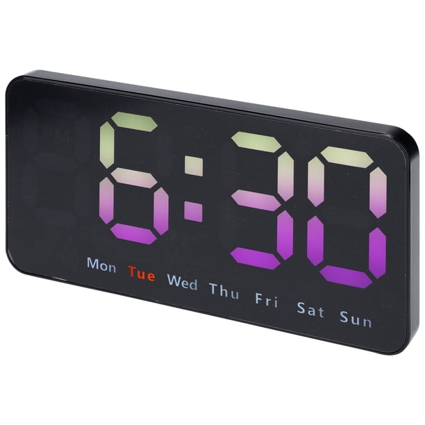 REGALWOVEN Reloj Despertador Digital Dual, Pantalla de Números Grandes, Relojes de Pared Regulables, Temperatura, Día de la Semana, Alarmas de Escritorio DST Rosa 8.3"L x 1.2"W x 4.3"H