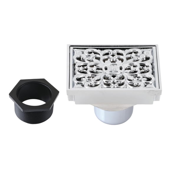 Desagüe de regadera Kingston Brass Scroll de 4" de latón con coladera para cabello