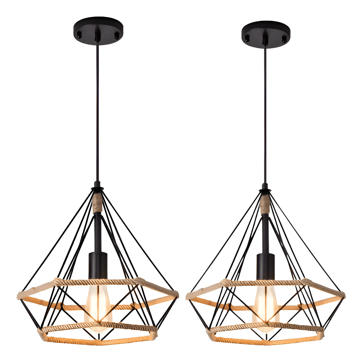 x2 Lámparas Colgante Belug Vintage Industrial Cuerda