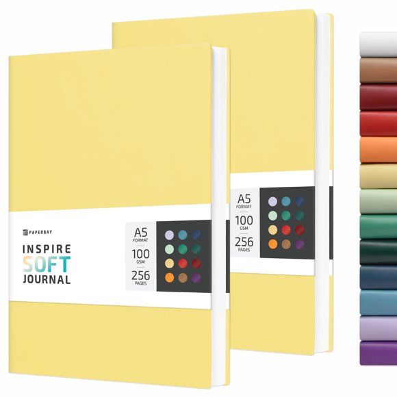 Cuaderno PAPERBAY A5 Pack de 2 Tapa Blanda Rayado Amarillo Claro