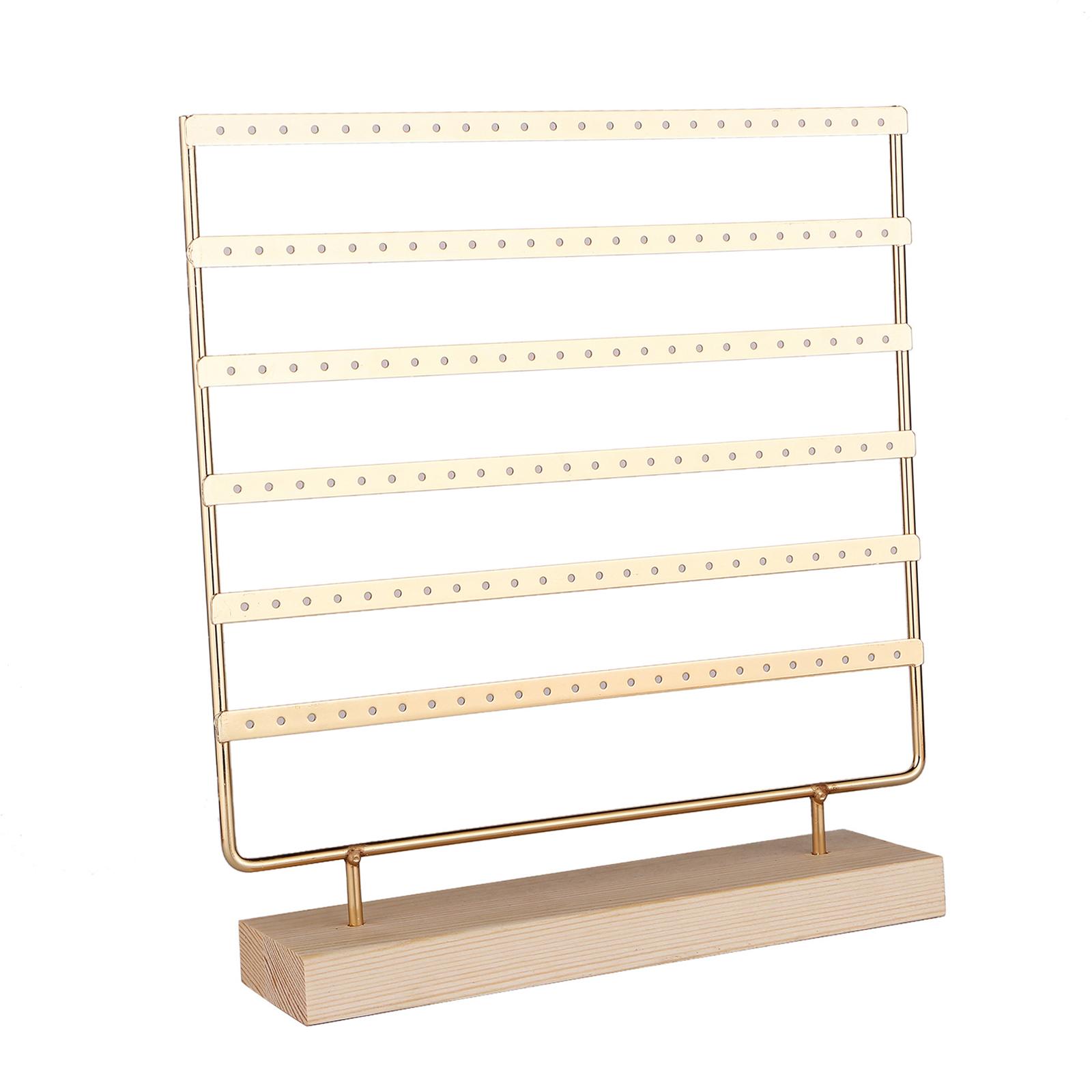 Magideal - Soporte Organizador De Pendientes, Estante De Exhibición De Almacenamiento De Pendientes De 6 Capas Con Base De Madera, Soporte De Exhibición Colgante