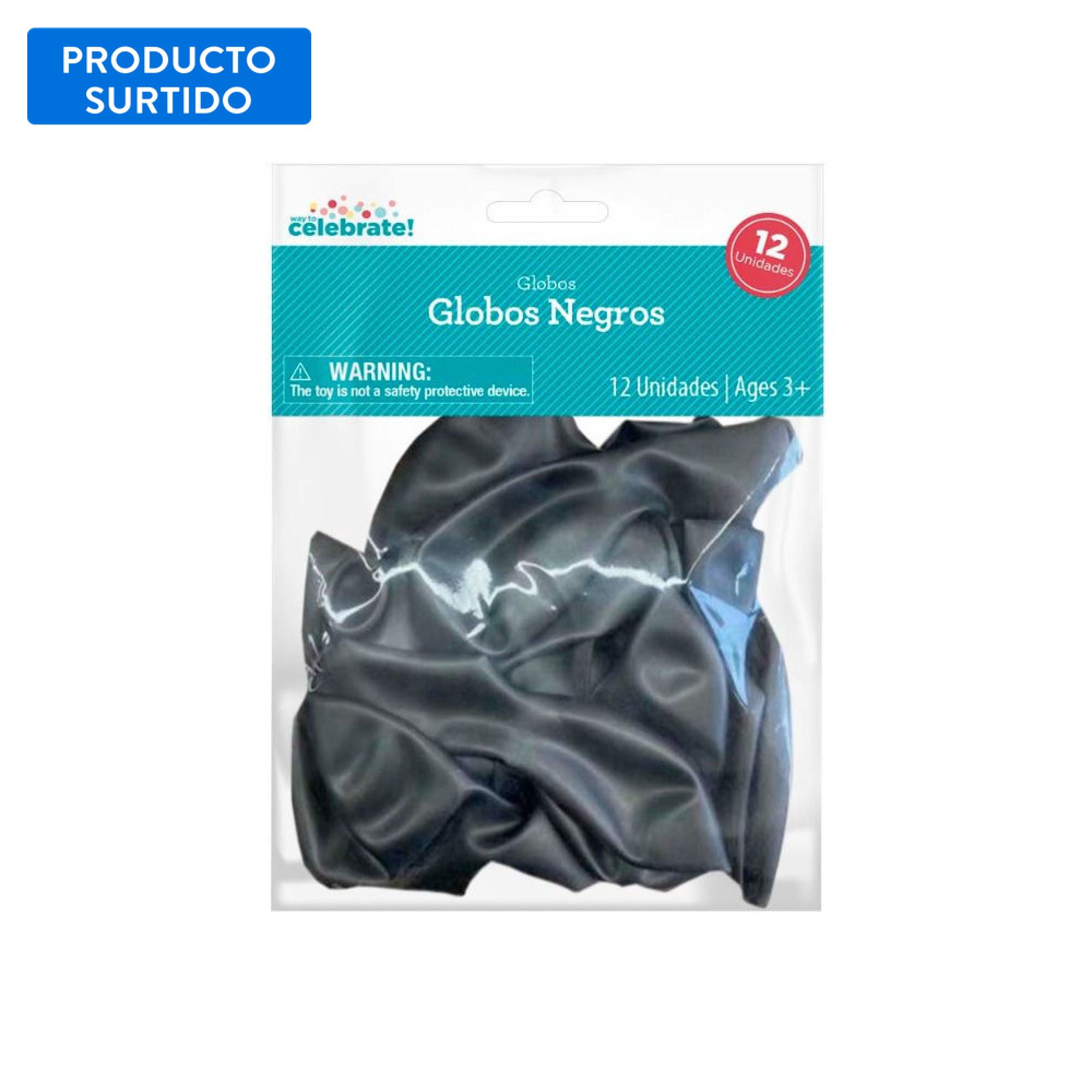 Set 12 Globos De Latex Color Negro, 1 Un Way To Celebrate