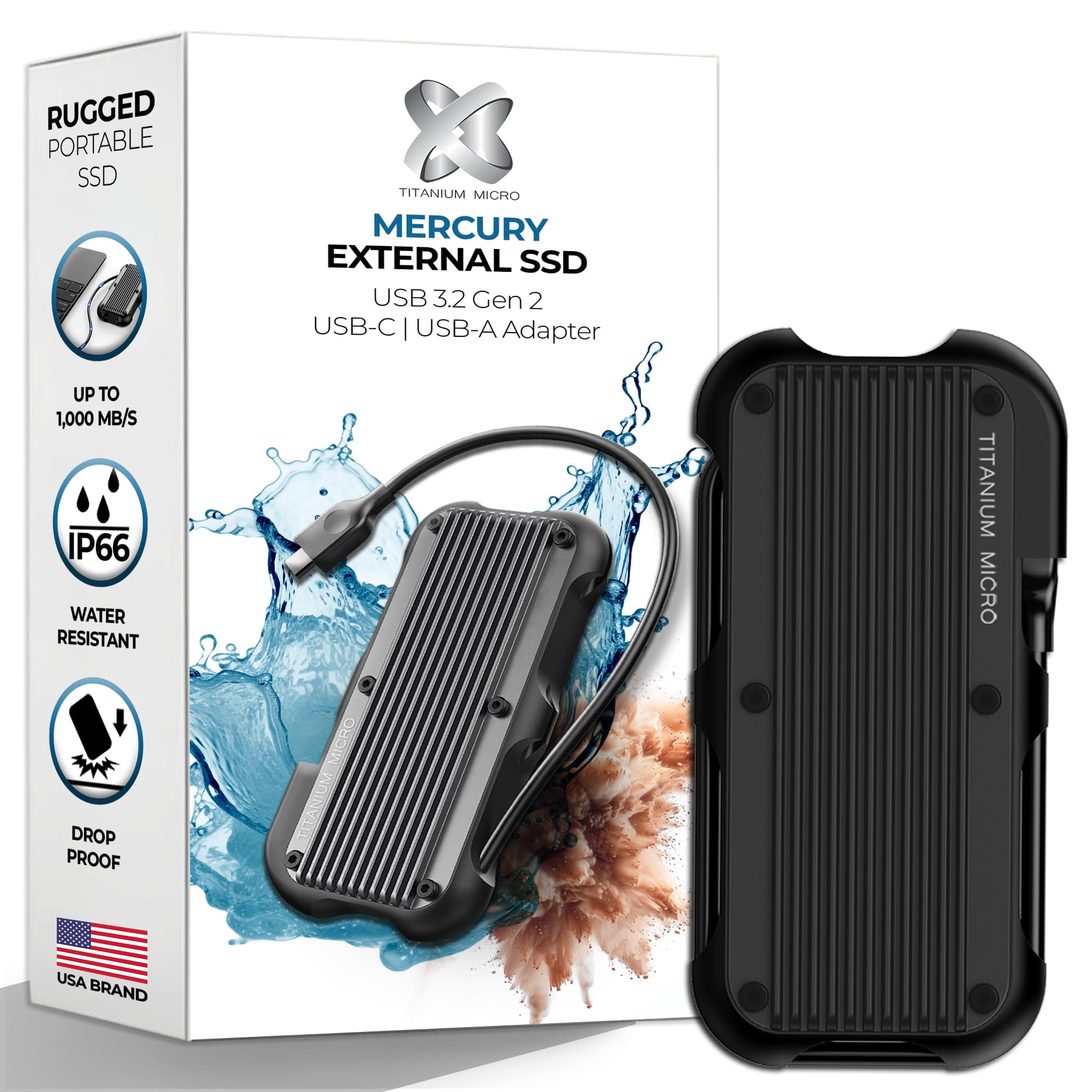 Ssd Externo Titanium Micro Mercury De 500 Gb Usb-c Resistente