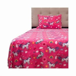 Sábanas Polar Infantil Doral Unicornio 1.5 Plazas Rosado