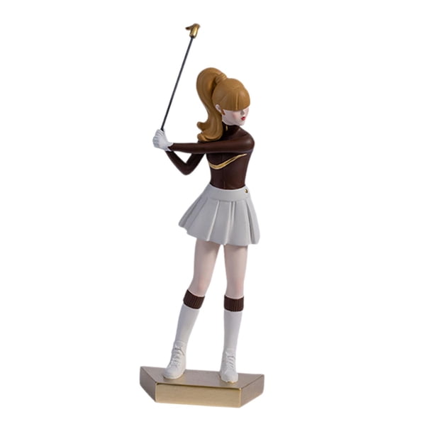 Estatua de golfista de señora, figura de golfista, colección decorativa femenina, figura de golf de resina, decoración para hotel, oficina, restaurant 10 cm x 30 cm
