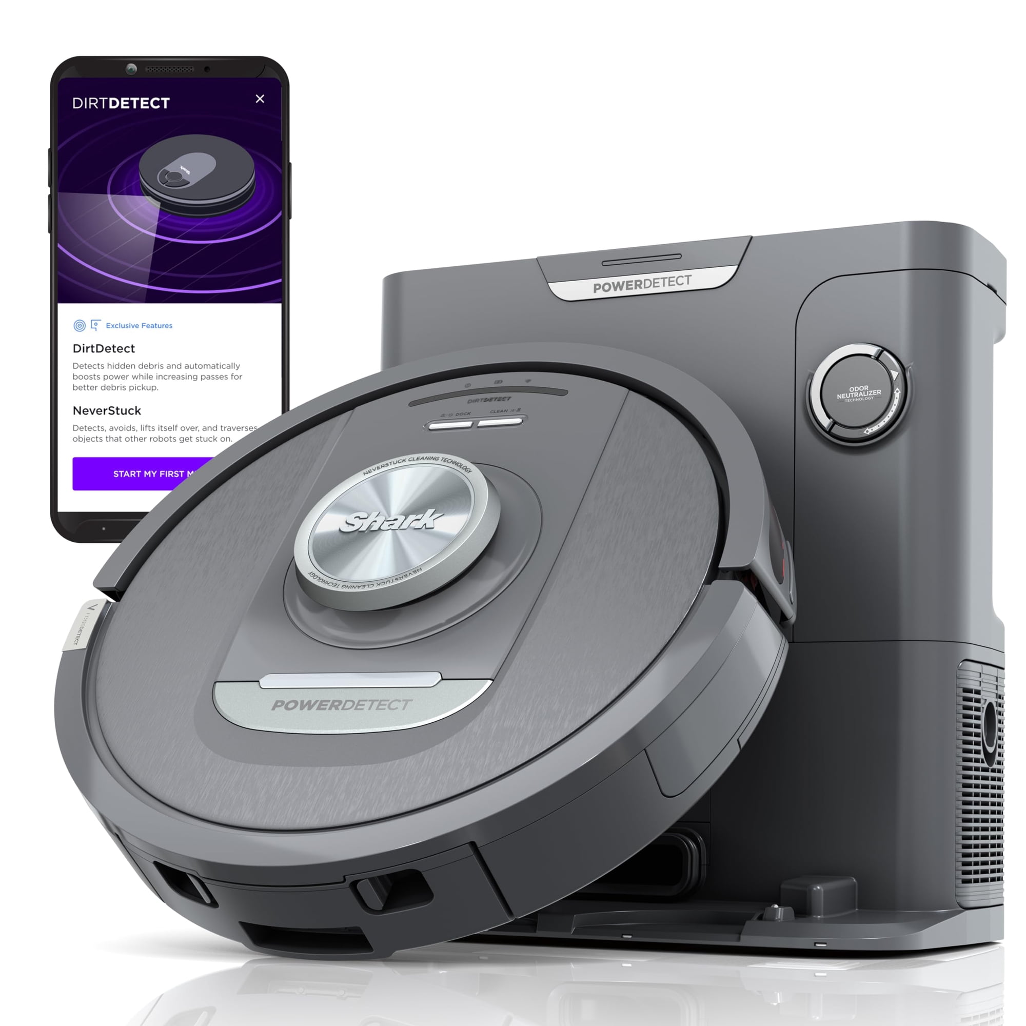 Robot Aspirador Shark Powerdetect Con Vacío Automático Av2820ae