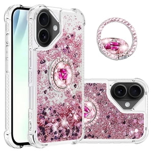 Foxdock Funda Glitter Líquida Para Iphone 17 Con Anillo Brillante, Tpu Antichoques Y Esquinas Reforzadas, Soporte