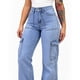 thumbnail image 4 of Jeans Cargo Mujer Celeste Jeans Tiro Alto Elasticado, 4 of 5