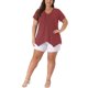 thumbnail image 2 of Agnes Orinda Blusa de Talla Grande para Mujer con Cuello en V, Manga Corta, Dobladillo Asimétrico, Lunares y Pliegues, Talla 3X, Burdeos, 2 of 6