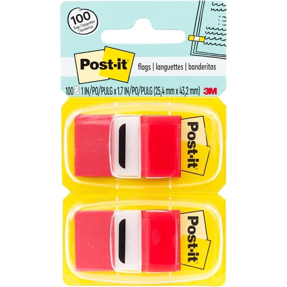 Banderitas Post-it 3M rojas 1 in pack 12 dispensers