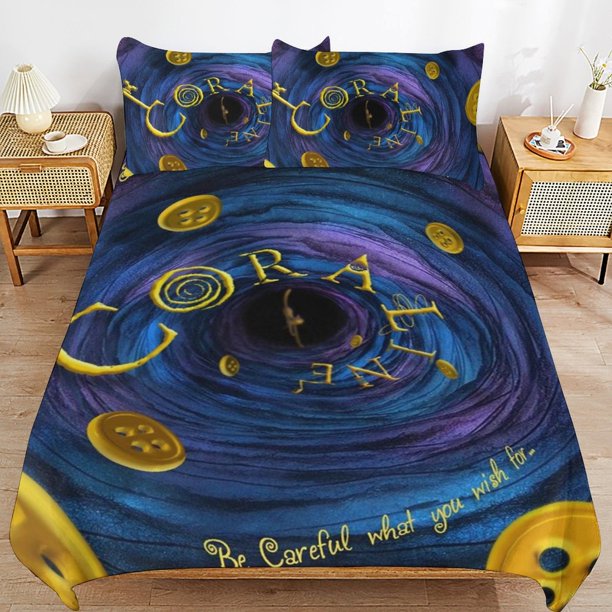Coraline Duvet Cover Set 3 Piece Bedding Set Double Sided Printing Decorative Comforter Cover Set