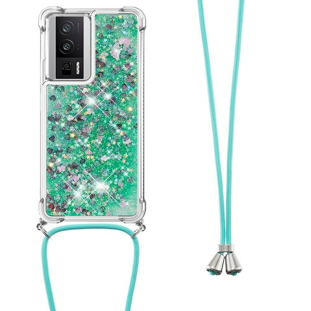 Funda FOXDOCK para Xiaomi Poco F5 Pro 5G con Cuerda Ajustable, Brillo Líquido, Protección Antigolpes y Lente – Ideal para Regalo