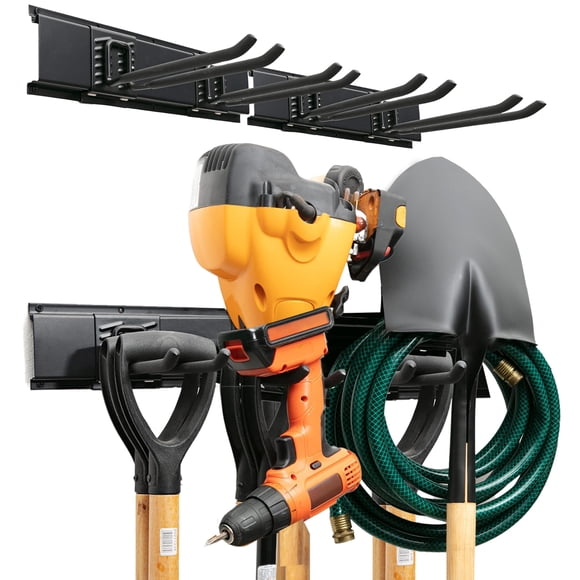 Organizador de herramientas de garaje TIDYME, soporte de pared, 81 cm, con 02 estantes y 04 ganchos