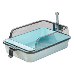 Ioensy - Inodoro Para Gatos Contenedor De Arena Para Gatos Con Tapa Abierta Accesorios Para Mascotas Bandeja De Arena Para Gatos Pp Azul