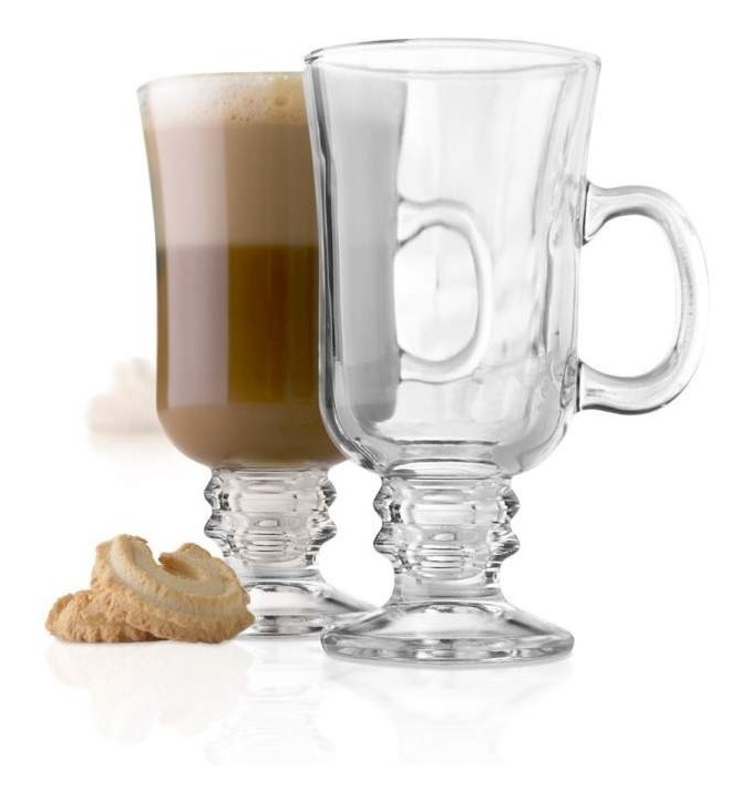 Genérico - Set 4 Tazas Pequeñas Vidrio Cristal Capuchino Cafe 110Ml