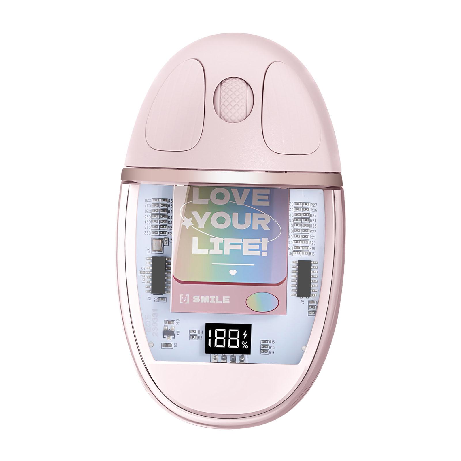 Magideal - Ratón Silencioso Totalmente Transparente, Ratón Ergonómico Silencioso Para Ordenador, Ratón Inalámbrico Usb Para Ordenador Portátil, Pc, Regalo Para Rosa