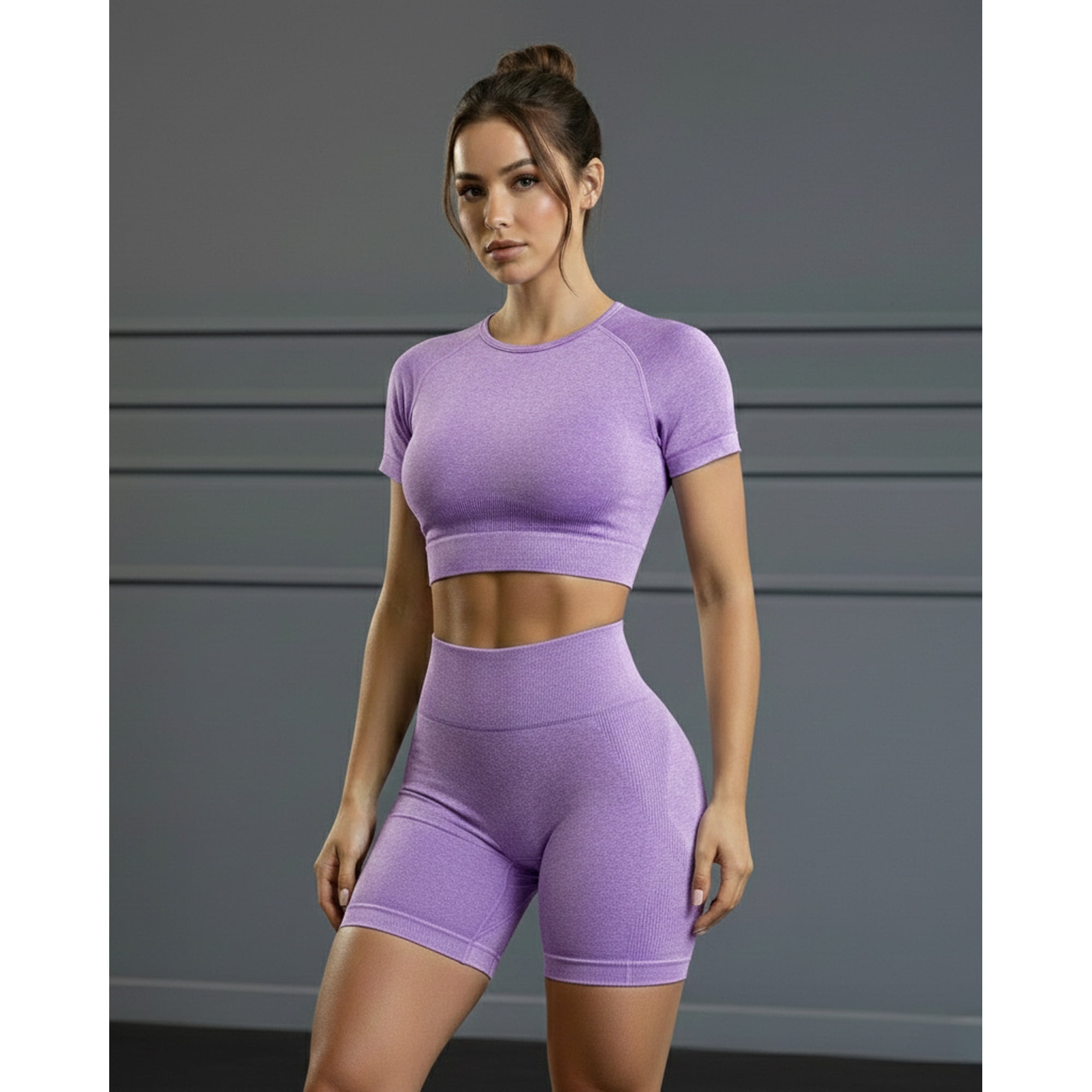 Flix Spa - Conjunto Deportivo Mujer Short Push Up Y Top Manga Corta