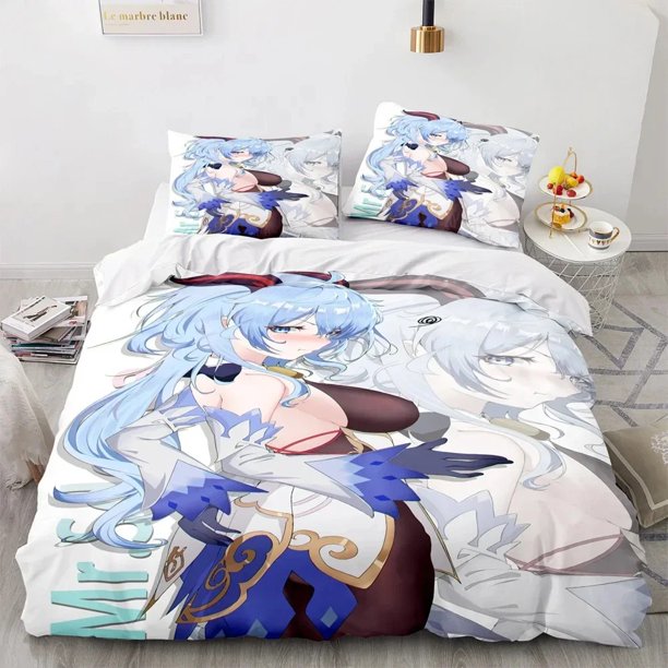 Game Genshin Impact Ganyu Bedding Set Duvet Cover Bed Set Quilt Cover Pillowcase Comforter Size Boys Adult Bed Sheets