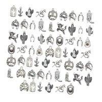 Bothyi - 60 Piezas De Dijes De Vaquero Occidental Vintage Para Hacer Joyas, Pulseras, Tobilleras, Plata